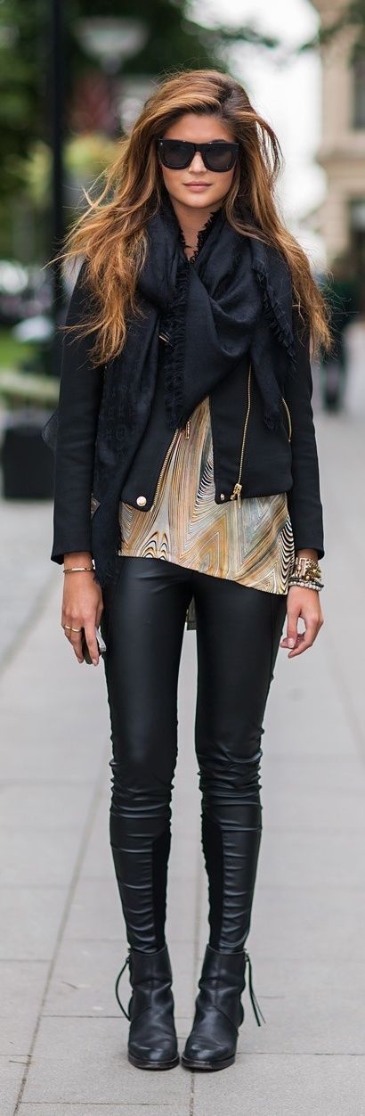 Black Style for Winter and Black Scarf
