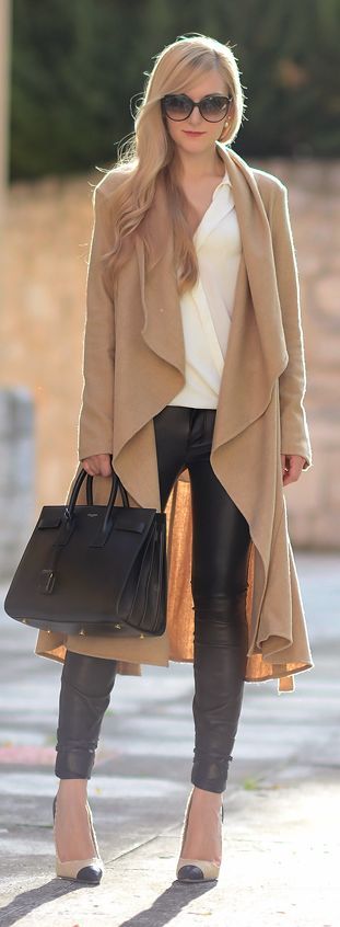 Camel Oversize Duster Coat#handbag
