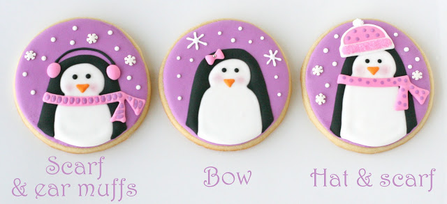 Pink and Purple Penguin Cookies