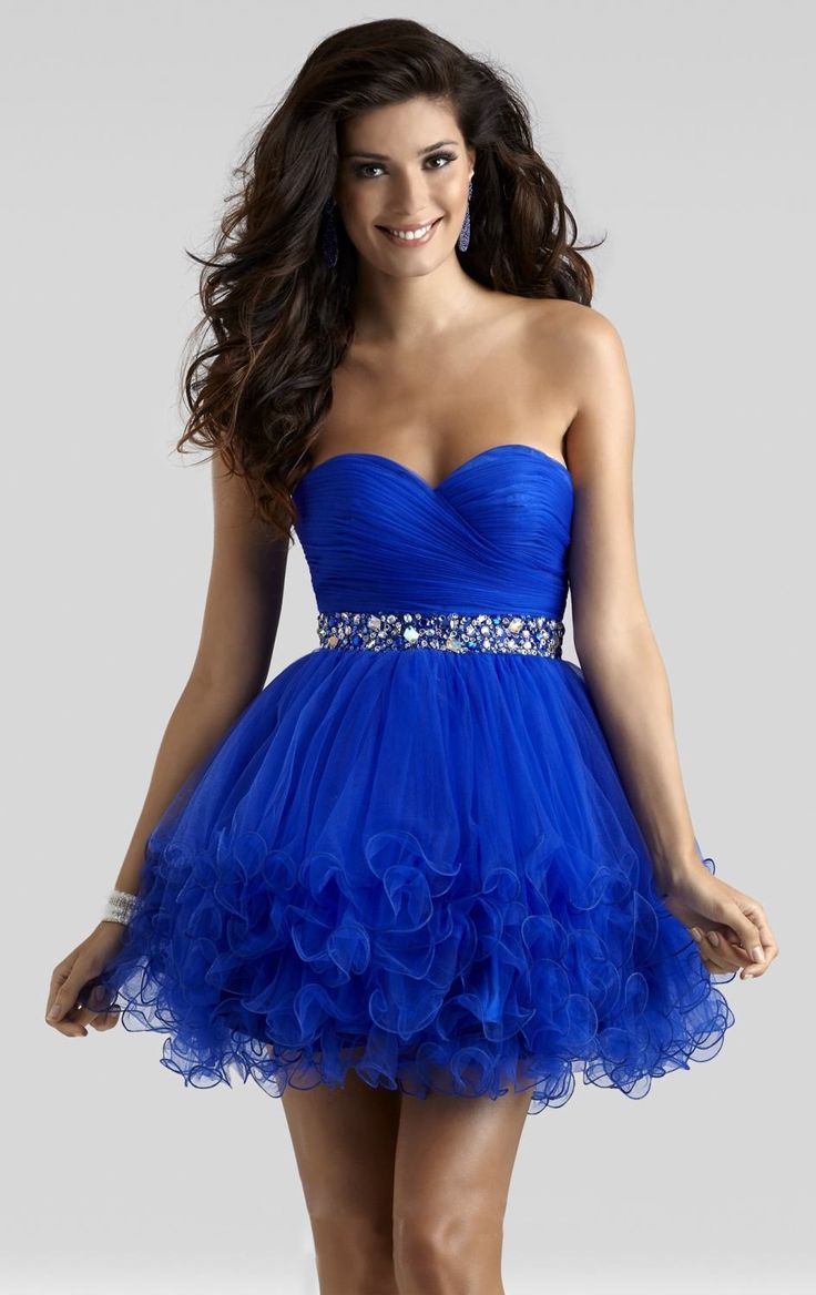 Fantastic A-Line Sweetheart Short-Mini Organza Royal Blue Zipper Cocktail Dress with Draped and Crystals