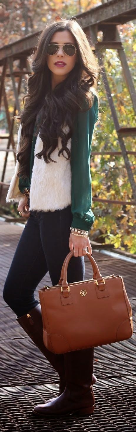 street style with brown leather bag